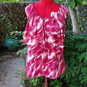 Drapery tank with a floaty front overlay